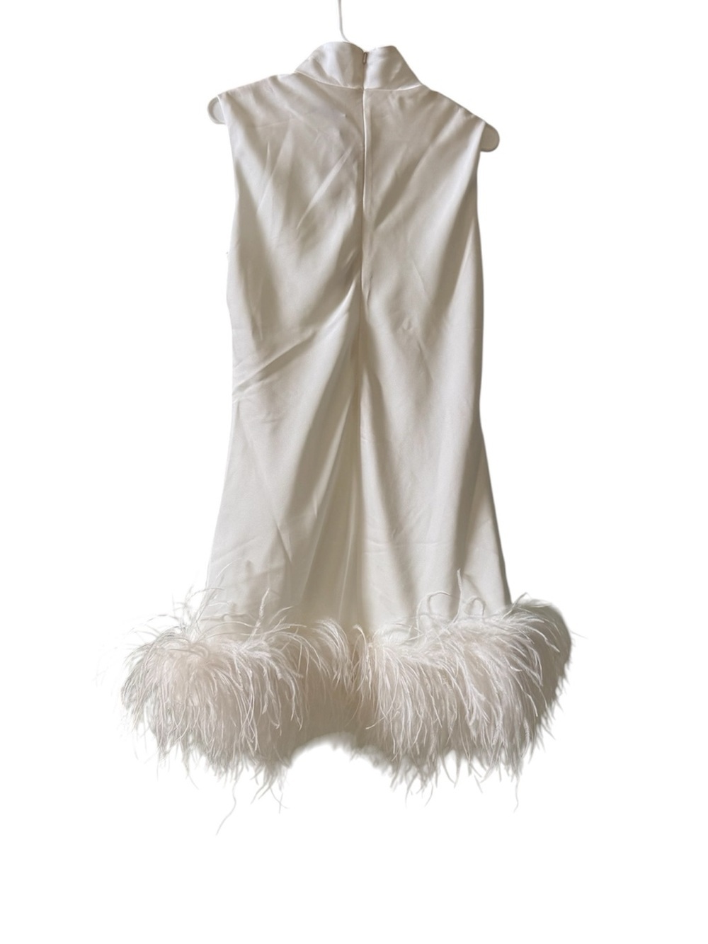 🆕 16ARLINGTON Umiko Feather Trim Mini Dress in Ivory Sz 10 US - Picture 5 of 9